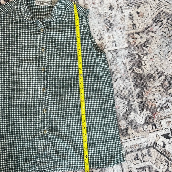 Silk Exchange Green and White Checkered 100% Silk Sleeveless Top Size L - Picture 5 of 6